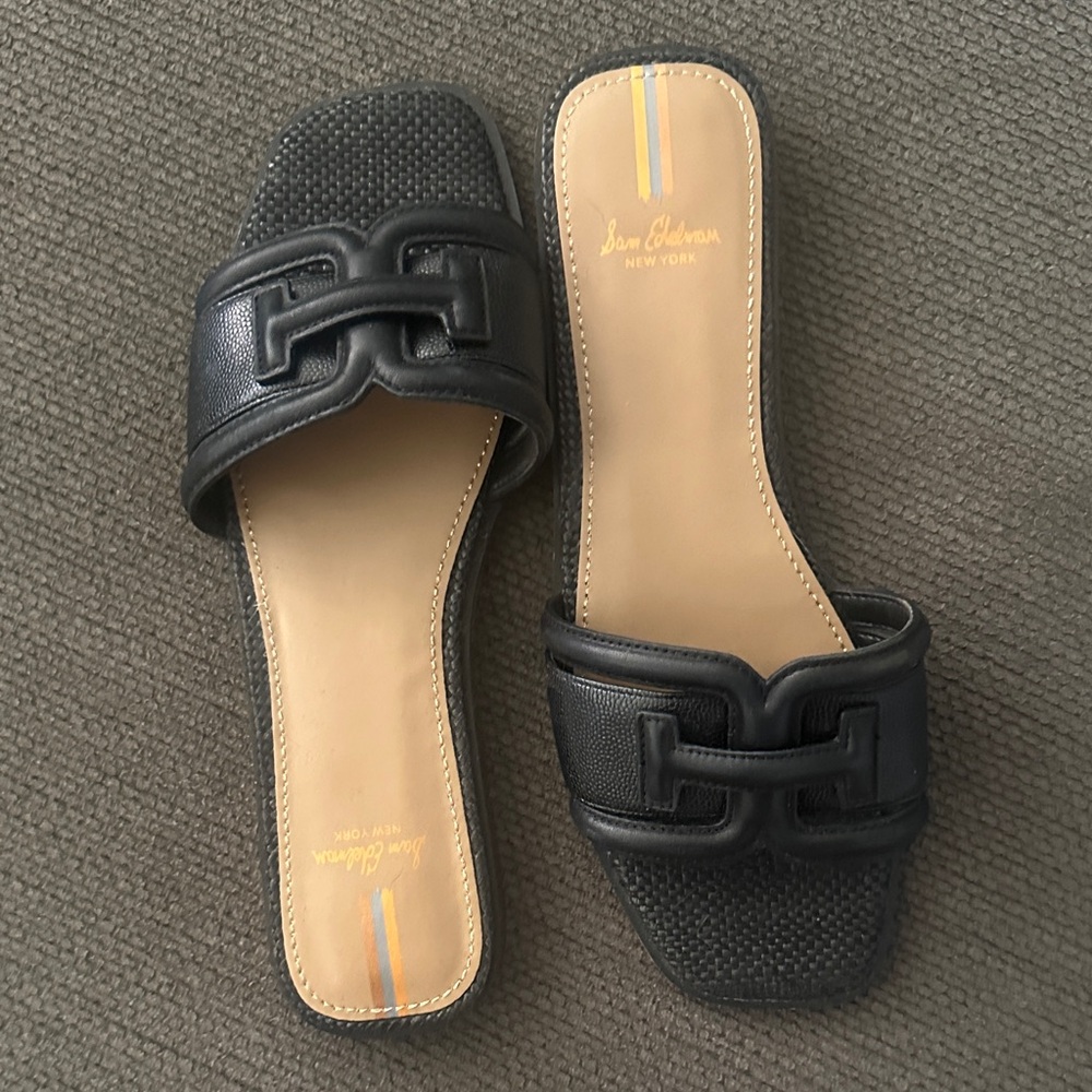 SAM EDELMAN Irina Slide Sandal - Black Leather Size 7